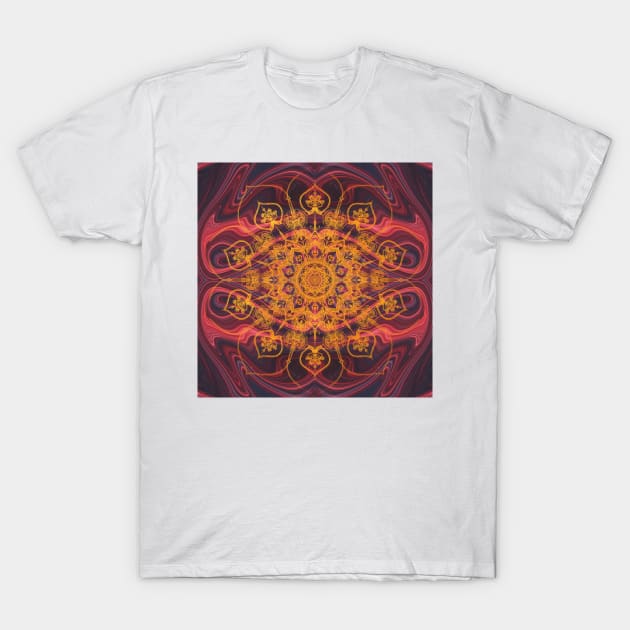 Gold Mandala on Pink Marble T-Shirt by Gedwolcraeft